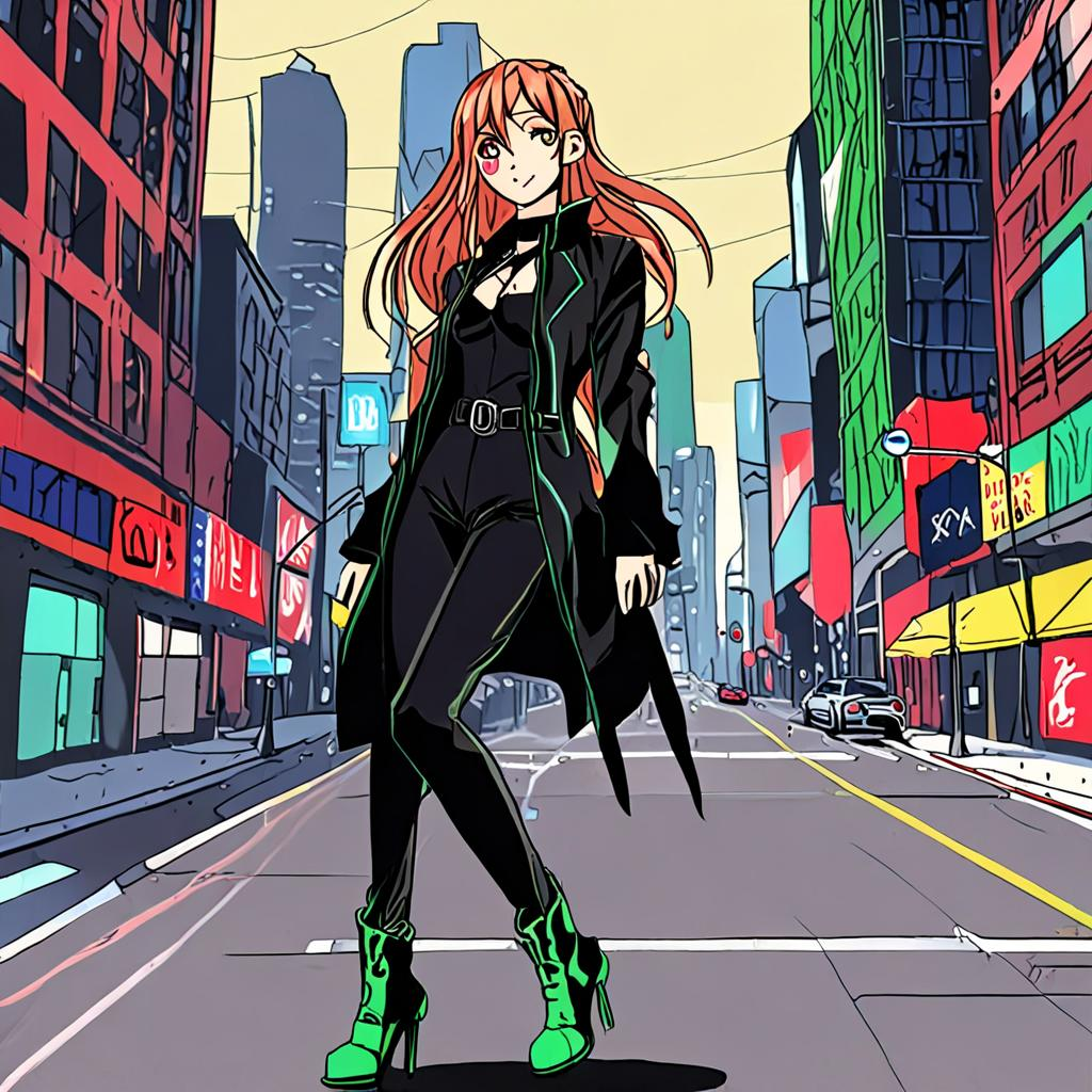 Asuna_Yuuki_wears_a_black_jumpsuit_and_neon_green_boots_3.png