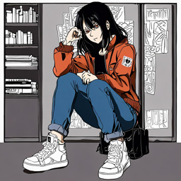 Mikasa_Ackerman_wears_a_black_graphic_t-shirt_distressed_denim_jeans_and_a_white_denim_jacket_3_small.png