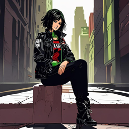 Mikasa_Ackerman_wears_a_black_jacket_neon_green_tee_and_ripped_jeans_3_small.png
