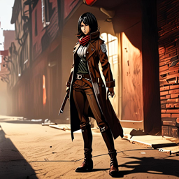Mikasa_Ackerman_wears_a_black_plaid_skirt_white_shirt_and_leather_jacket_1_small.png