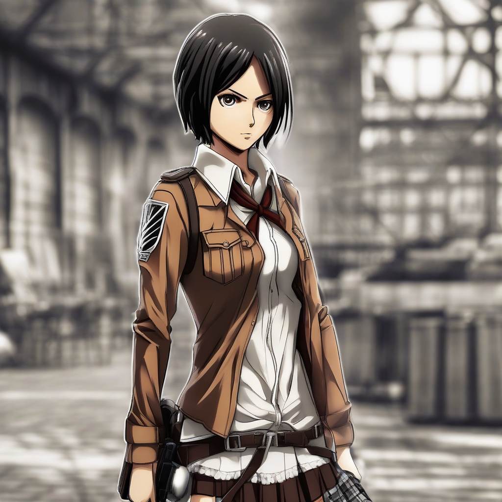 Mikasa_Ackerman_wears_a_plaid_shirt_dress_and_white_sneakers_2.png