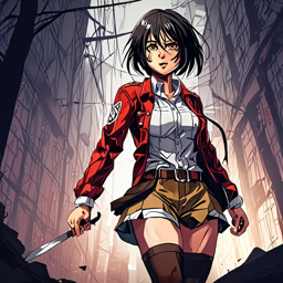 Mikasa_Ackerman_wears_a_plaid_shirt_dress_and_white_sneakers_3_small.png