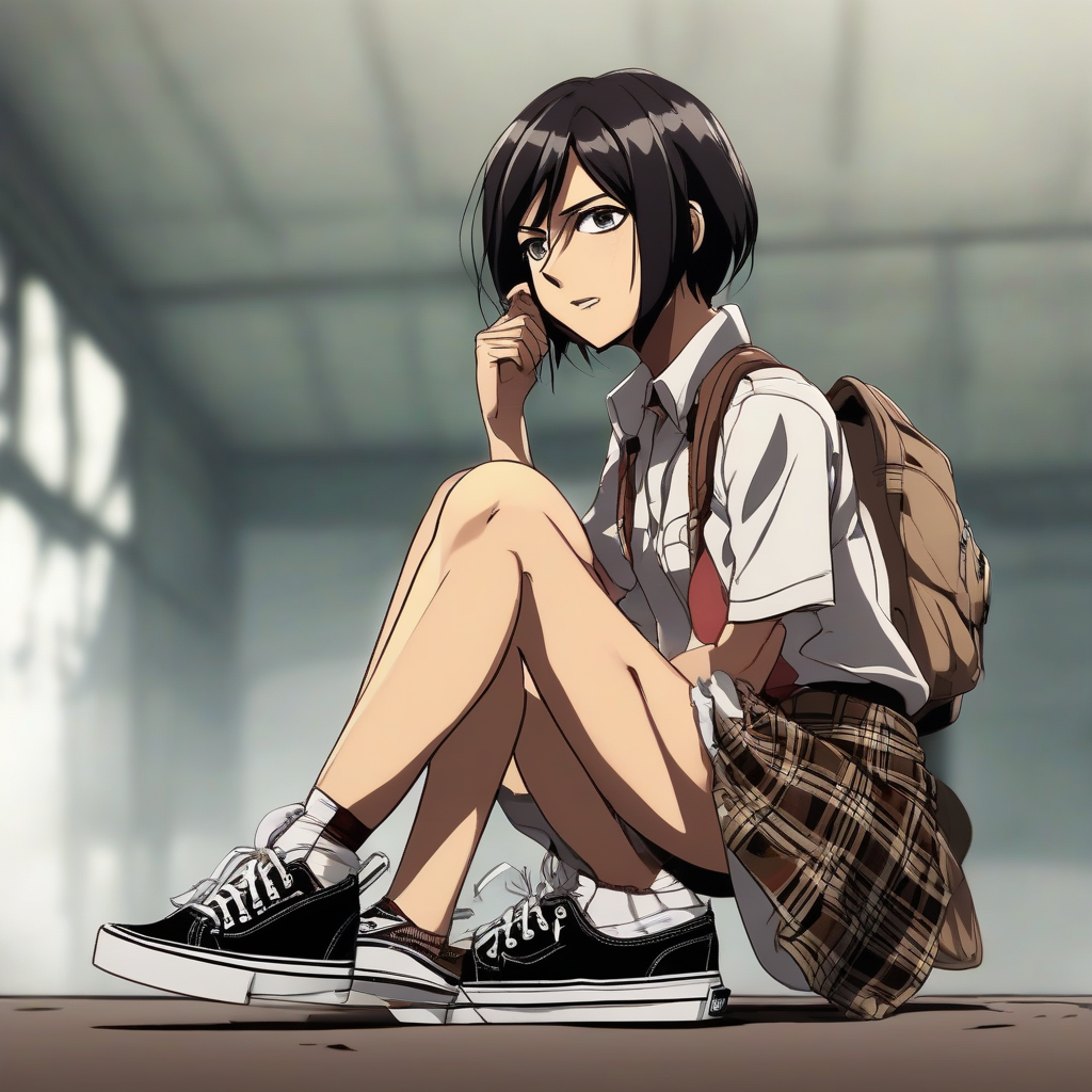 Mikasa_Ackerman_wears_a_plaid_skirt_and_sneakers_4.png