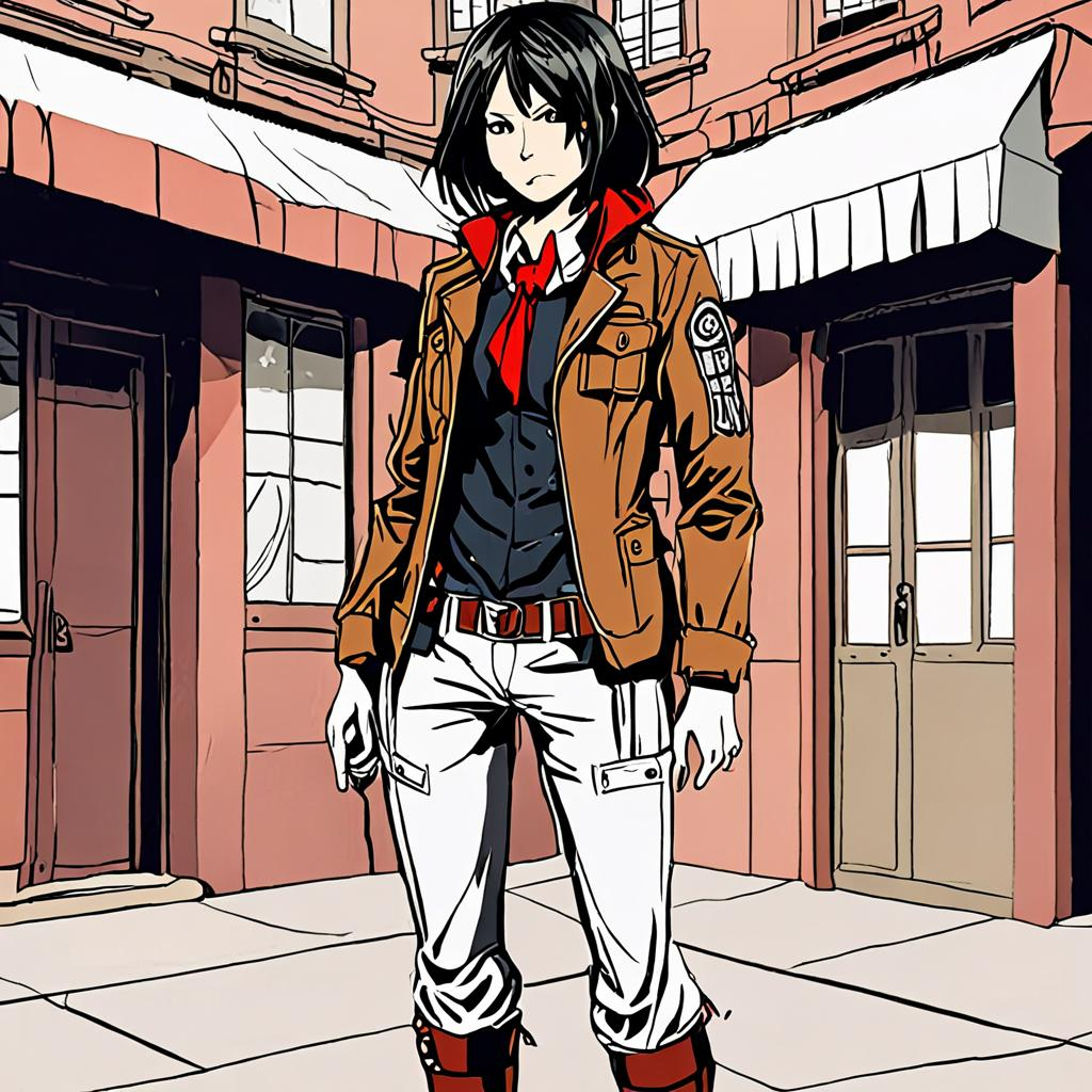Mikasa_wears_a_flannel_shirt_band_tee_and_mom_jeans_1.png