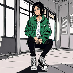 Mikasa_wears_a_trendy_streetwear_outfit_with_denim_jacket_graphic_tee_and_Vans_sneakers_3_small.png