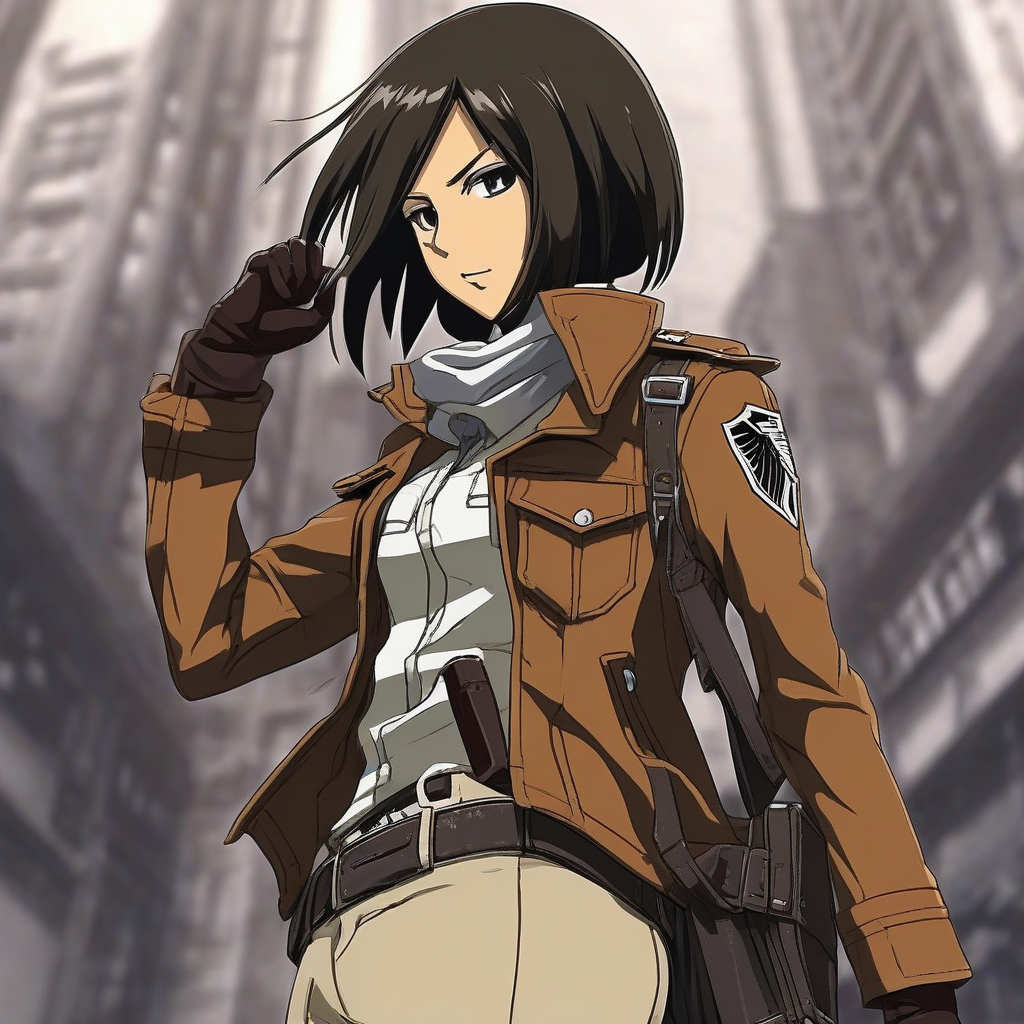 Mikasa_wears_leather_jacket_purple_skirt_and_combat_boots_2.png