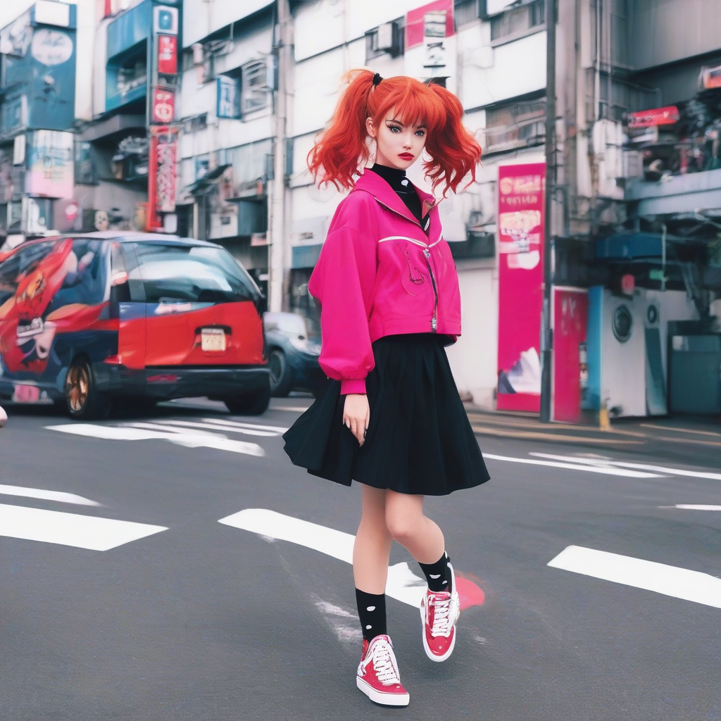 Asuka_wears_a_pink_jacket_black_skirt_and_Vans_sneakers_4.png
