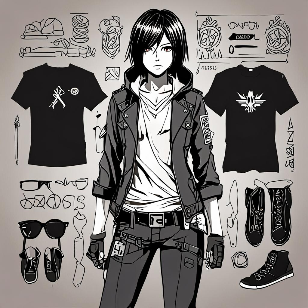 Mikasa_wears_a_black_graphic_t-shirt_distressed_jeans_and_combat_boots_1