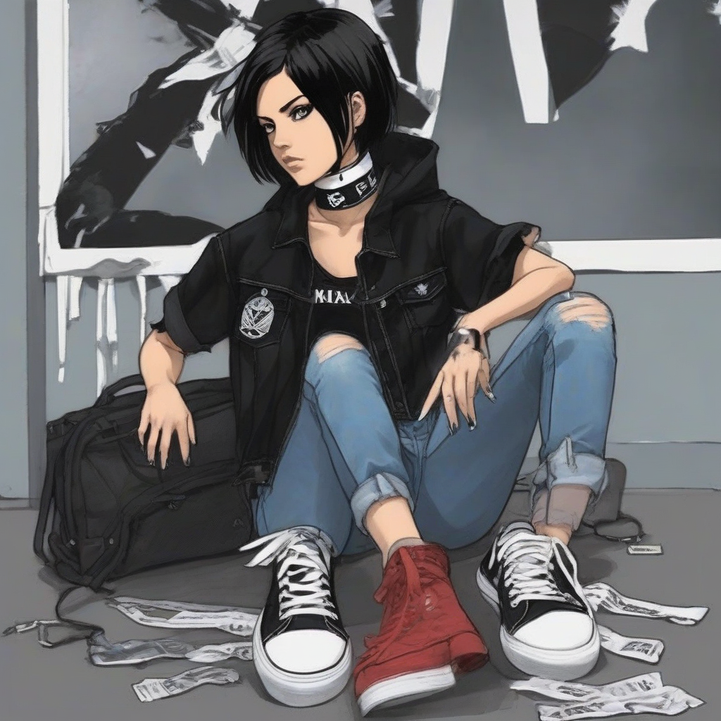 Mikasa_wears_a_graphic_t-shirt_distressed_denim_and_Vans_sneakers_4.png