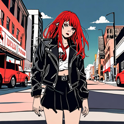 Asuka_wears_a_black_leather_jacket_band_tee_and_red_skirt_with_combat_boots_3_small.png