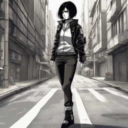 Mikasa_wears_a_black_and_white_graphic_t-shirt_distressed_denim_jeans_and_Yeezy_sneakers_2_small.png