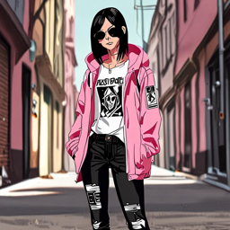 Mikasa_wears_a_black_and_white_graphic_t-shirt_distressed_denim_jeans_and_Yeezy_sneakers_3_small.png