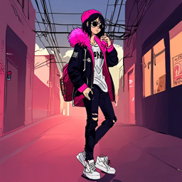 Mikasa_wears_streetwear_outfit_with_pink_windbreaker_and_Vans_sneakers_3_small.png