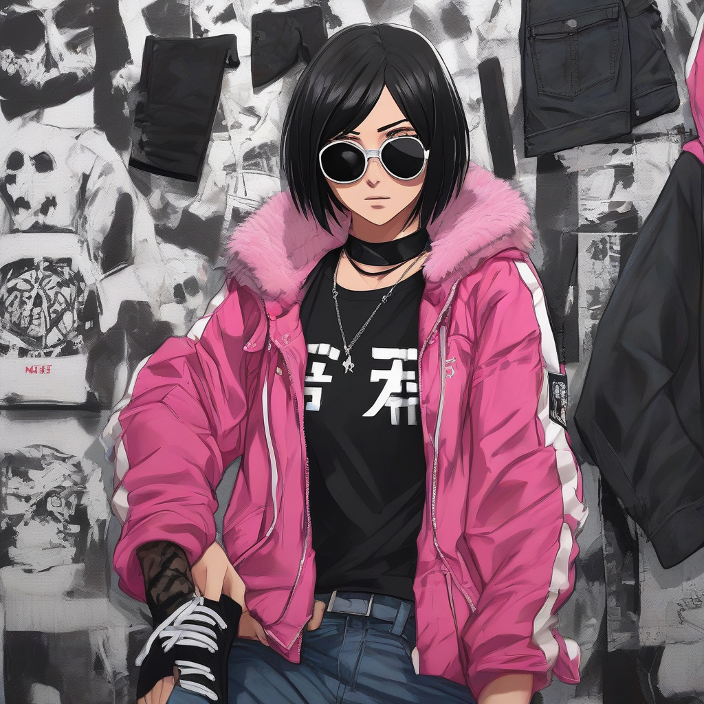 Mikasa_wears_streetwear_outfit_with_pink_windbreaker_and_Vans_sneakers_4.png