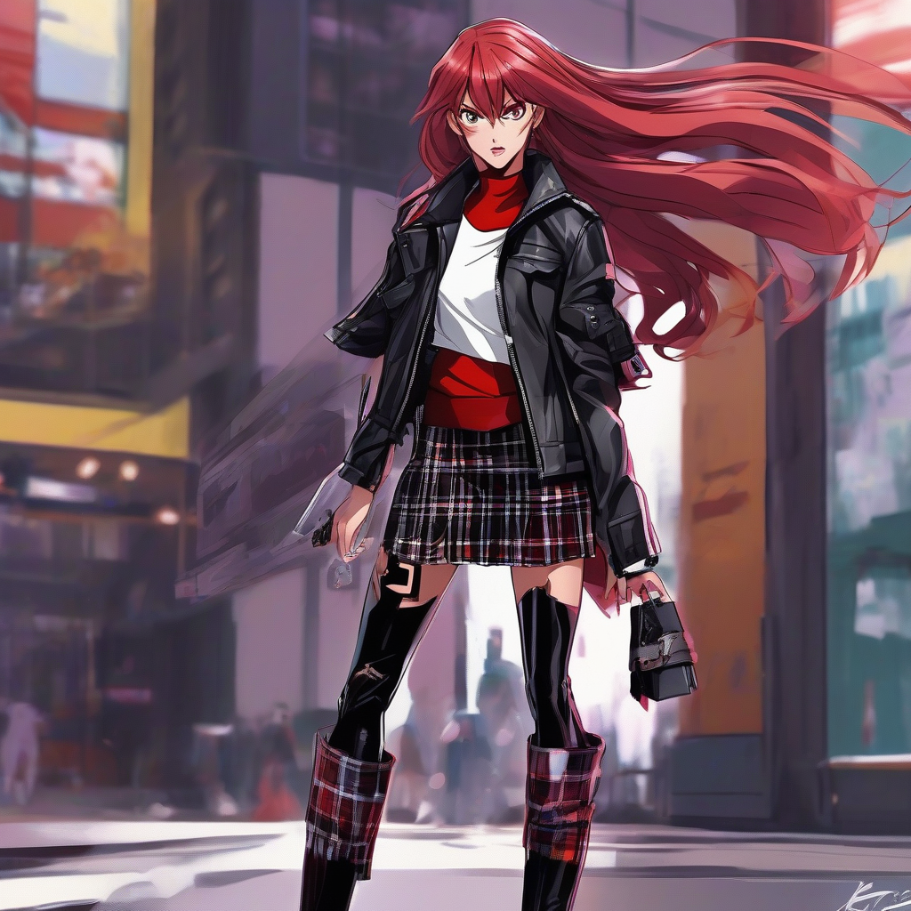 Asuka_wears_a_black_leather_jacket_and_flowy_plaid_skirt_4.png