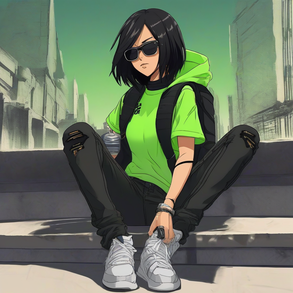 Mikasa_Ackerman_wears_a_black_and_neon_green_streetwear_outfit_4.png