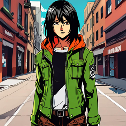Mikasa_Ackerman_wears_a_black_leather_jacket_neon_green_shirt_and_distressed_jeans_1_small.png