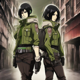 Mikasa_Ackerman_wears_a_black_leather_jacket_neon_green_shirt_and_distressed_jeans_2_small.png