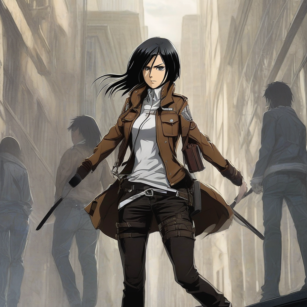 Mikasa_Ackerman_wears_a_leather_jacket_jeans_and_bold_hat_2.png