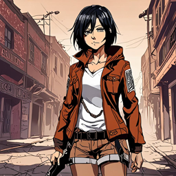 Mikasa_wears_a_black_and_white_checked_flannel_shirt_and_distressed_denim_jeans_1_small.png