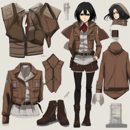 Mikasa_wears_a_black_and_white_checked_flannel_shirt_and_distressed_denim_jeans_2_small.png