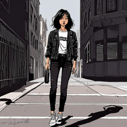 Mikasa_wears_a_black_denim_jacket_graphic_t-shirt_distressed_jeans_and_Vans_sneakers_3_small.png