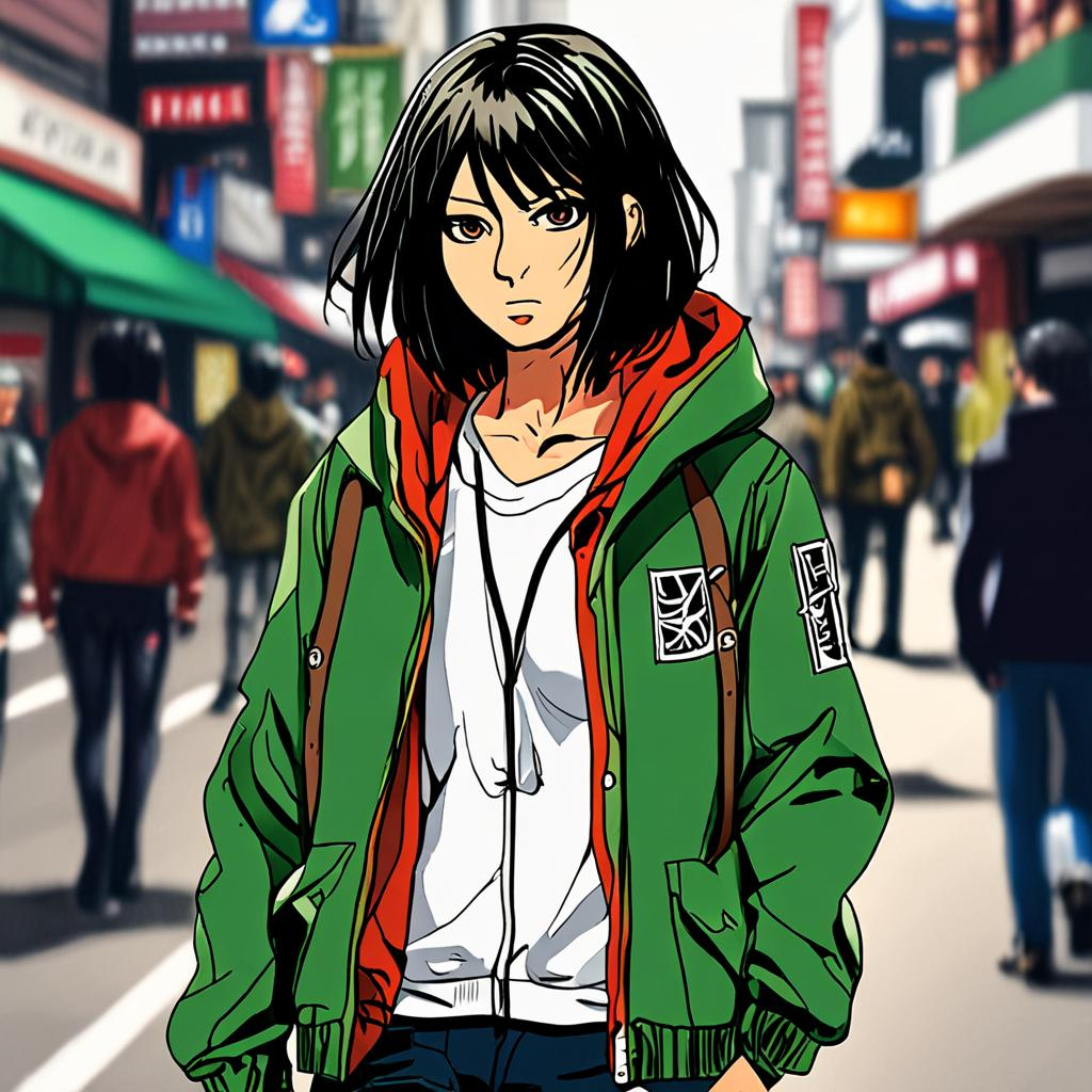 Mikasa_wears_a_neon-green_hoodie_jeans_and_Vans_sneakers_1.png