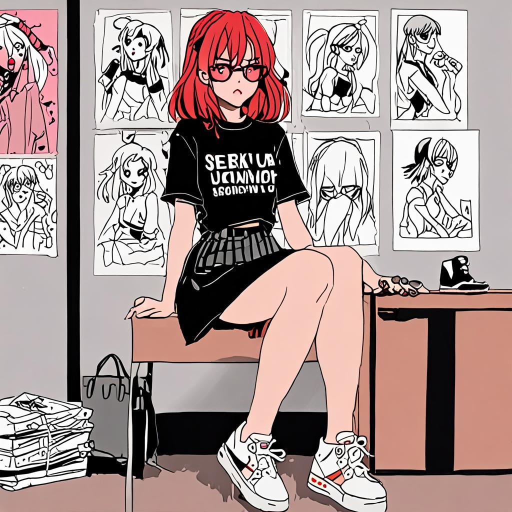Asuka_wears_a_graphic_tee_plaid_skirt_and_Vans_sneakers_3.png