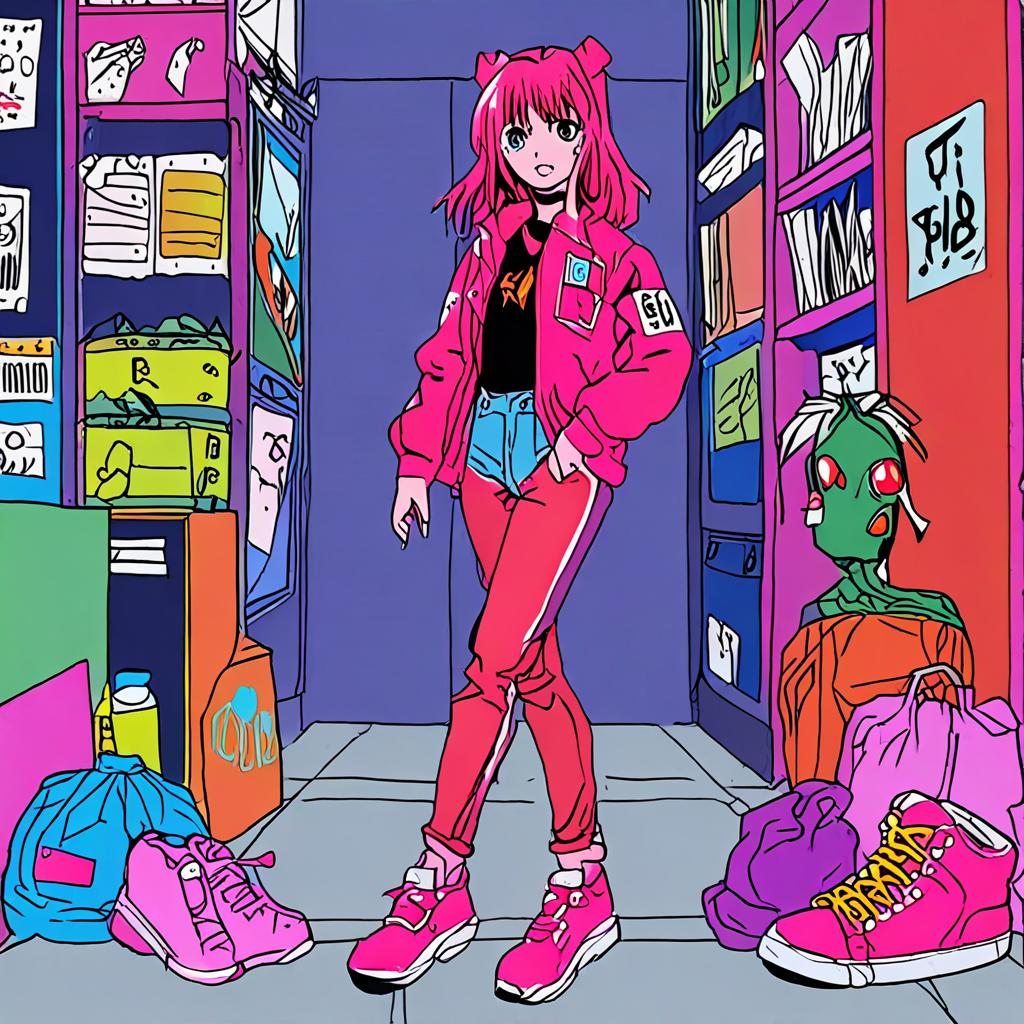Asuka_wears_a_pink_windbreaker_distressed_jeans_and_custom_sneakers_3.png