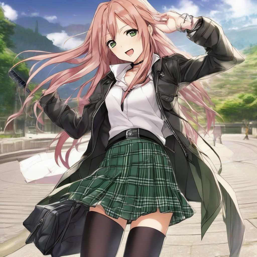 Asuna_Yuuki_wears_a_plaid_skirt_and_leather_jacket_4.png