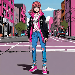 Asuna_Yuuki_wears_a_trendy_streetwear_outfit_with_a_black_graphic_t-shirt_distressed_denim_and_a_hot_pink_windbreaker_3_small.png