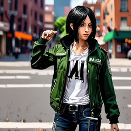 Mikasa_Ackerman_wears_a_bold_streetwear_outfit_with_a_black_and_neon_green_jacket_and_distressed_denim_jeans_1_small.png