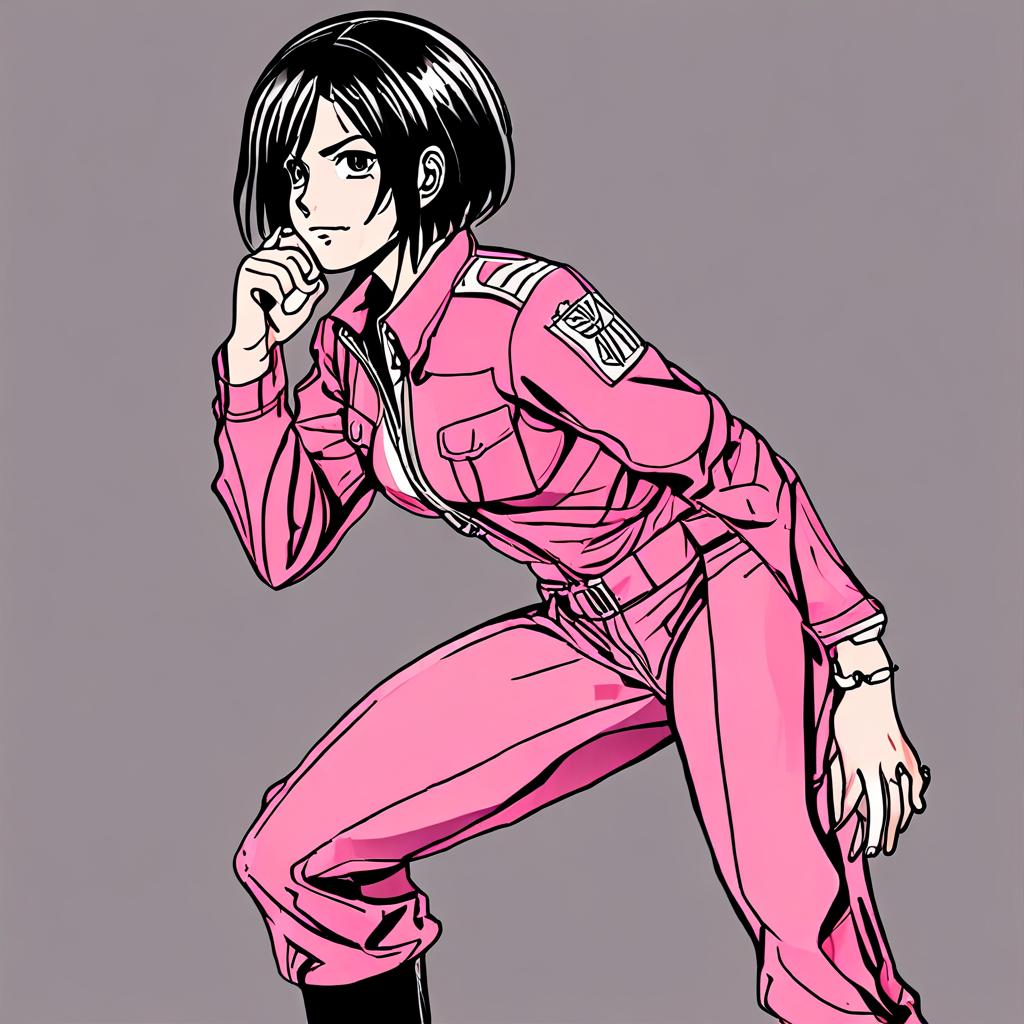 Mikasa_Ackerman_wears_a_neon_pink_jumpsuit_and_sneakers_3.png