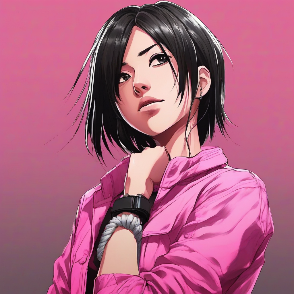 Mikasa_Ackerman_wears_a_neon_pink_jumpsuit_and_sneakers_4.png