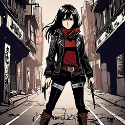 Mikasa_wears_a_black_graphic_tee_plaid_skirt_and_Vans_sneakers_1_small.png