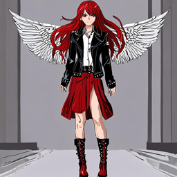 Asuka_wears_a_black_leather_jacket_white_shirt_and_crimson_pleated_skirt_3_small.png