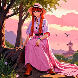 Asuka_wears_a_bohemian_outfit_with_a_pink_dress_and_brown_boots_3_small.png