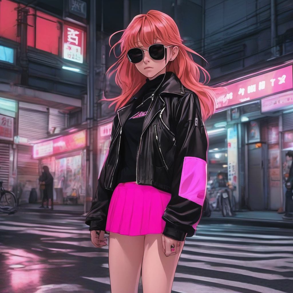 Asuka_wears_a_leather_jacket_neon-pink_skirt_and_Vans_sneakers_4.png