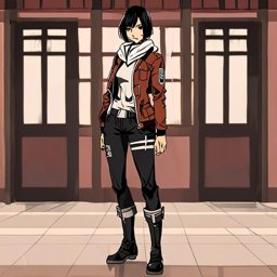 Mikasa_wears_a_black_and_neon_green_windbreaker_distressed_denim_jeans_and_Vans_sneakers_1_small.png