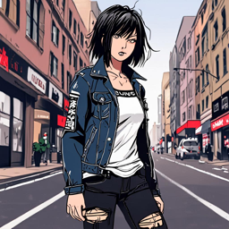 Mikasa_wears_a_black_streetwear_outfit_with_a_denim_jacket_graphic_t-shirt_and_Vans_sneakers_3_small.png