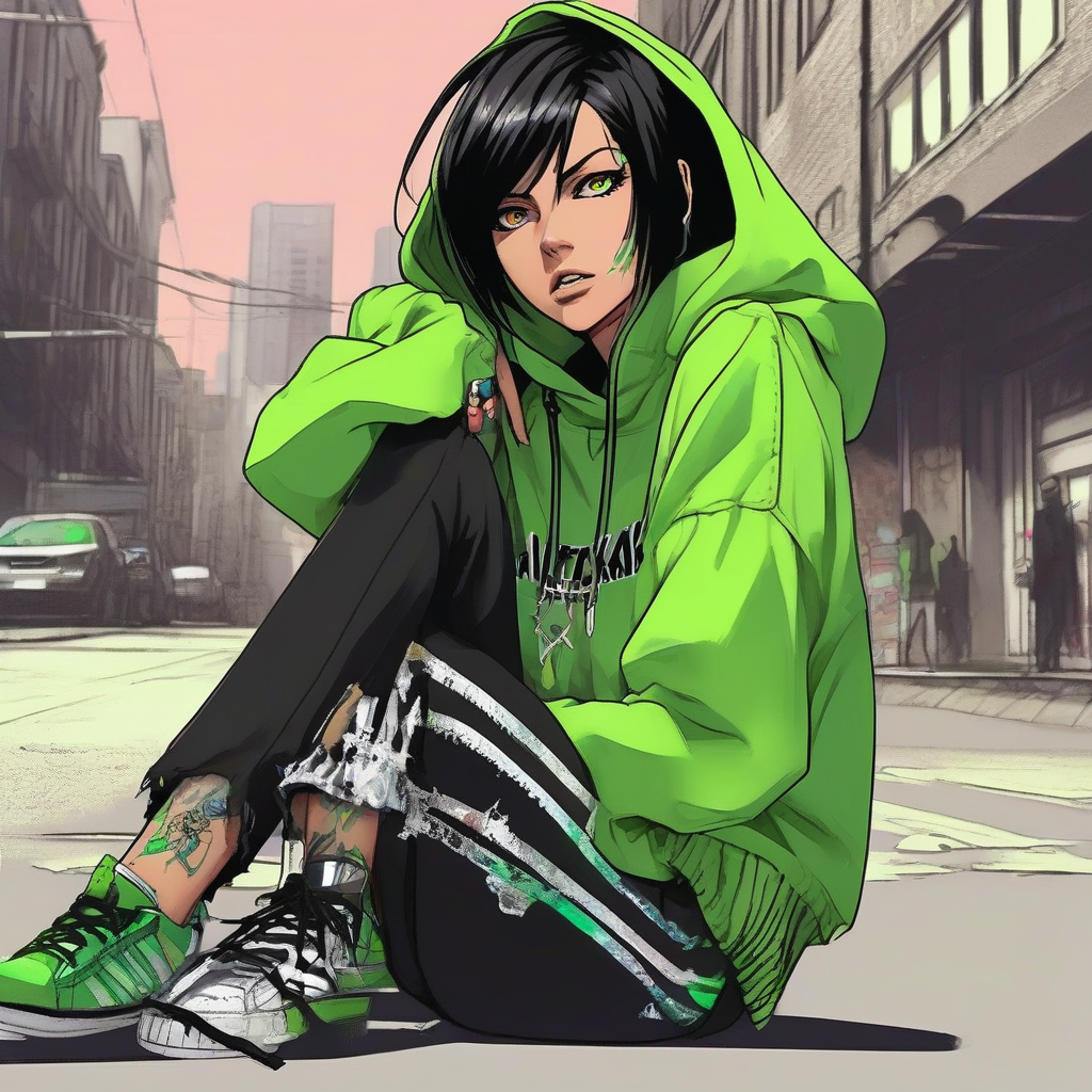 Mikasa_wears_a_bold_black_and_neon_green_streetwear_outfit_4.png