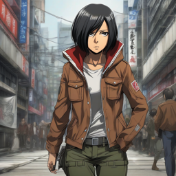 Mikasa_wears_a_streetwear_outfit_with_a_denim_jacket_skirt_and_sneakers_2_small.png