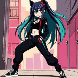 Rias_Gremory_wears_a_black_jumpsuit_with_neon_green_accents_3_small.png