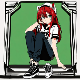 Rias_Gremory_wears_a_black_tee_neon_green_hoodie_distressed_jeans_and_Vans_sneakers_3_small.png