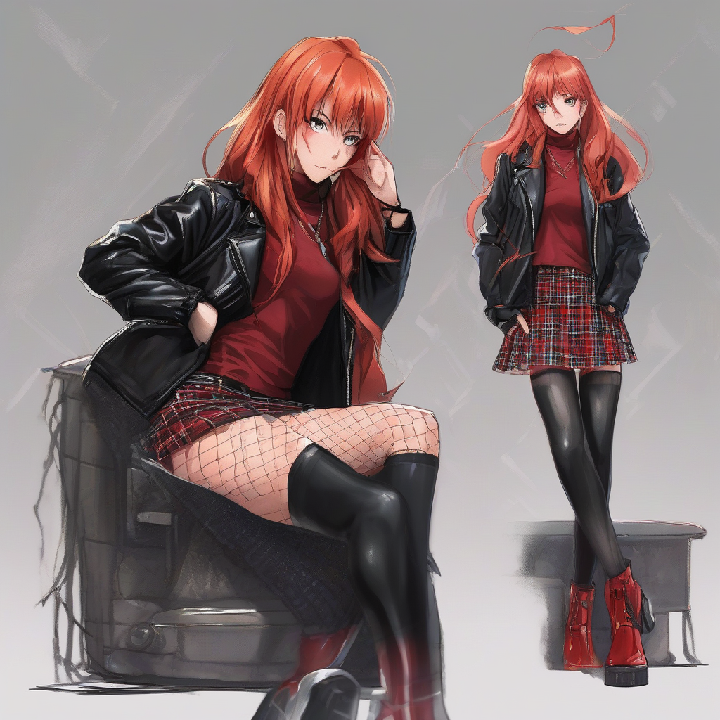 Asuka_wears_a_black_leather_jacket_and_red_plaid_skirt_4.png