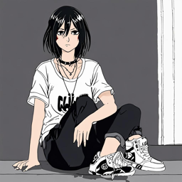 Mikasa_Ackerman_wears_a_black_graphic_t-shirt_distressed_denim_jeans_and_a_faux_leather_jacket_3_small.png
