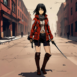 Mikasa_Ackerman_wears_distressed_denim_leather_jacket_and_pink_band_tee_1_small.png