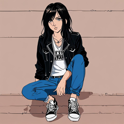 Mikasa_wears_a_black_graphic_t-shirt_jeans_and_sneakers_3_small.png