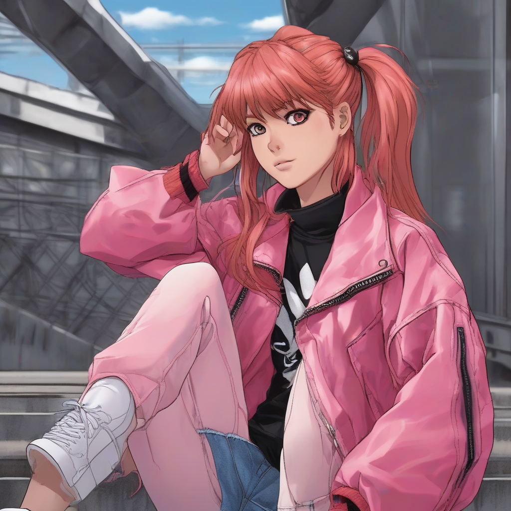 Asuka_wears_a_pink_jacket_distressed_jeans_and_Vans_sneakers_4.png