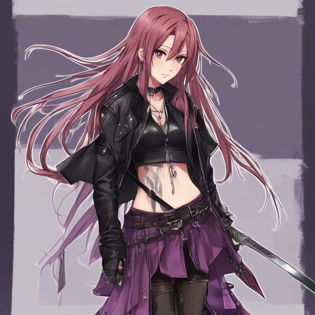 Asuna_Yuuki_wears_a_black_leather_jacket_and_plum_skirt_4.png